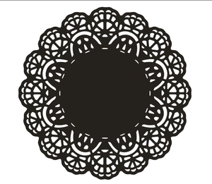 Macro detail of laser-cut black lace card with intricate geometric paper patterns