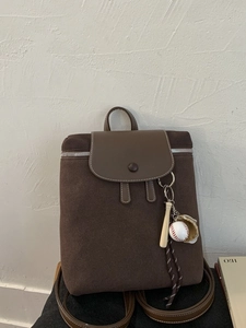 Zaino in Pelle PU di Grande Capacità Retro per Donna Zaino da Scuola Pendolare Vintage Fashion Con Decorazione Ciondolo Baseball