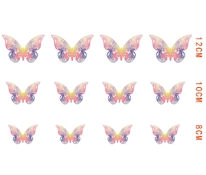 12-piece 3D rainbow butterfly wall stickers with hollow laser design in 3 sizes