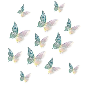 Detail of 3D double-layer butterfly wall stickers with laser-cut hollow patterns