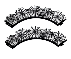 Set decorazioni cupcake per Halloween con intaglio laser a ragnatela in colore nero