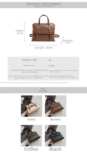 Detailed size specifications for the vintage brown PU leather multi-way messenger bag