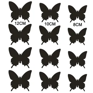 3D Schmetterling Wandaufkleber Laser Hohl Artificial Pearl Papier Dekor Für Hochzeit Party Haus Büro Schmetterlinge Schwarz Rot
