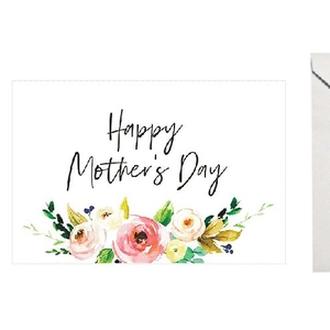 Happy Mother's Day card featuring colorful floral bouquet illustrations on white background