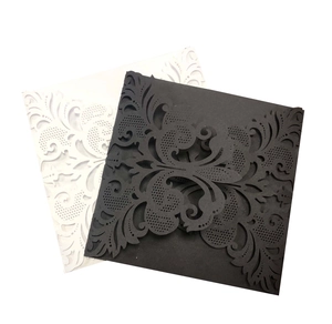 Laser-cut European style invitation card covers in elegant black and white floral patterns