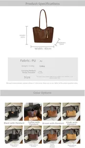 Tableau détaillé montrant les dimensions et les quatre couleurs de ce sac cabas