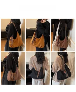 Détails de sacs hobo en daim en plusieurs couleurs avec des glands décoratifs