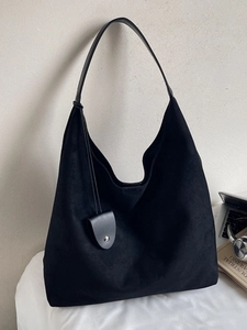 Women Large Capacity PU Hobo Bag Minimalist Solid Color Suede Texture Shoulder Bag Retro Tote Bag For Daily Commute Office