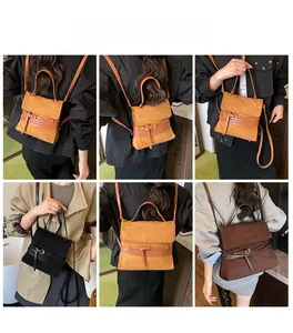 Detalle de los estilos de transporte versátiles y acabado mate de este bolso denim