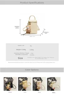 Tableau des tailles pour le mini sac à bandoulière en cuir PU avec ours peluche