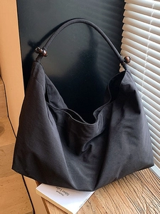 Sac Cabas en Toile de Grande Capacité pour Femmes Sac à Épaule Hobo Minimaliste Avec Détails de Perles en Bois Sac de Courses