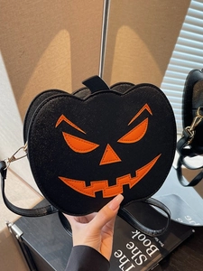 Halloween Pumpkin Shaped Crossbody Bag Funny PU Leather Jack-O'-Lantern Shoulder Bag For Women Festive Party Messenger Bag