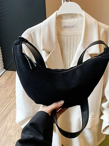 Women Large Capacity PU Leather Half Moon Crossbody Bag Retro Minimalist Croissant Hobo Bag For Daily Commute Fashion