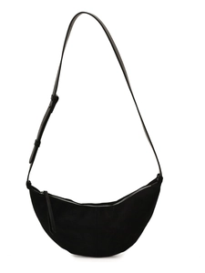 Retro black matte crescent crossbody bag with adjustable strap and silver zipper closure