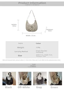 Size chart showing dimensions 31x19x10cm for the crescent nylon crossbody bag
