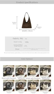 Detailed chart showing hobo bag dimensions, weight and four neutral color options