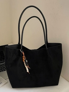 Sac Fourre-Tout Vintage en Suède Synthétique Grande Capacité pour Femmes Sac à Bandoulière Imprimé Léopard Avec Charme en Perles
