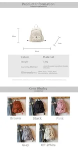 Detailed size chart and multi-color options for the lightweight canvas backpack