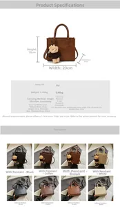 Detailed size parameters and color comparison for retro PU leather crossbody bag