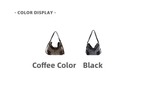 Detailed comparison of leopard print tote bags in coffee brown and black color options