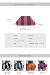 Tabella taglie borsa a conchiglia a righe 30x16x10cm con tracolla a catena in metallo