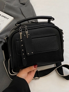 Retro PU Leather Crossbody Bag For Women Vintage Small Square Handbag With Wide Strap Casual Daily Shoulder Bag