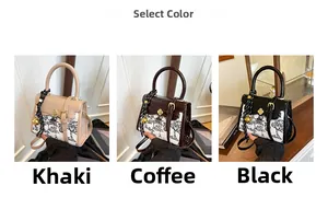 Detailed comparison of vintage printed crossbody bags in khaki, coffee, and black options