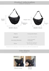 Detaillierte Größentabelle für schwarze Crossbody-Taschen in groß und klein