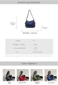 Detailed size specifications for the plaid canvas bag showing dimensions 29x24x10cm
