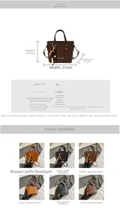 Tableau des tailles détaillé pour sac seau en PU tissé rétro avec dimensions et sangle