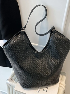 Borsa Tote Intrecciata da Donna Grande Capacità in Pelle PU Borsa a Tracolla Minimalista Vintage Pendolare Hobo Bag a Mano