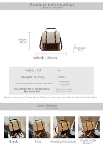 Detailed size specs for retro PU leather backpack with width 20cm and height 20cm