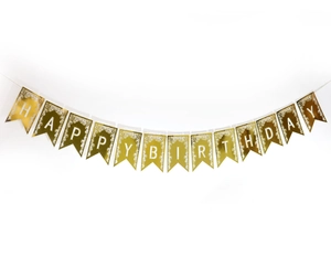 Bannière Joyeux Anniversaire Découpe Laser Dentelle Bord Queue D'aronde Papier Perlé Guirlande Décoration De Fête