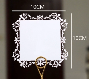 White laser-cut lace decoration card 10x10cm with intricate floral patterns