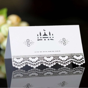 Eid Mubarak Laser Geschnitten Platzkarten Perlpapier Spitze Hohl Sitzplatzetiketten Moschee Mond Tischdeko Für Ramadan Bankett Hochzeit