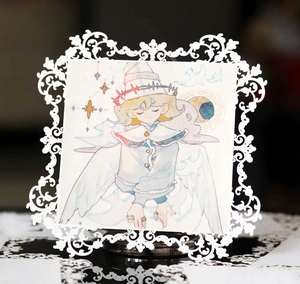 Laser-cut lace decorative card with fairy art illustration for nail art packaging