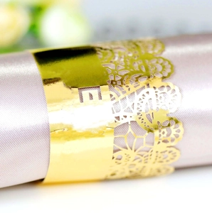 Eleganti Portatovaglioli in Carta di Pizzo Tagliati al Laser in Cartoncino di Carta Perla Artificialta Decorazione per Tavola di Nozze