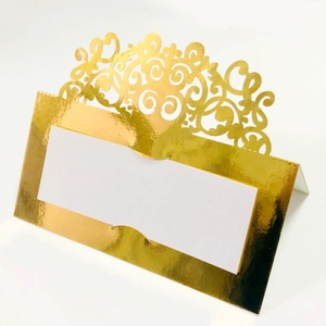 European Laser Cut Lace Place Cards Artificial Pearl Paper Hollow Out Table Name Cards For Wedding Banquet Party Table Decoration