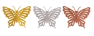 Detailed view of 3D hollow butterfly wall stickers in gold silver and rose gold metallic