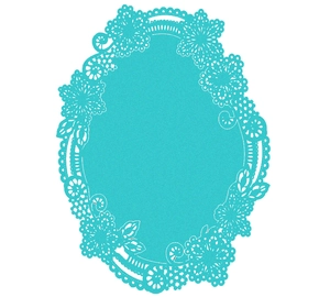 Lace hollowed-out lake blue wedding card decorative vintage paper frame border