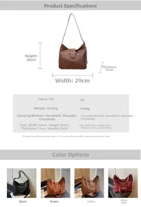 Detailed view of the sleek PU leather handbag with arc buckle showing its 0.42kg lightweight