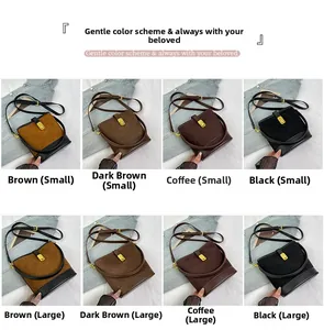 Detail view of vintage quilted bucket bags in brown and black leather with metal locks