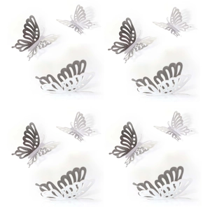 Macro view of 3D hollow butterfly wall stickers with metallic luster and folding design