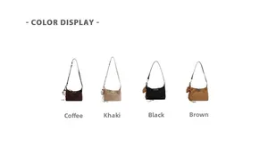 Color display of large tote bags in coffee, khaki, black, and brown with shoulder straps