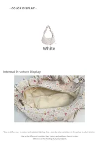 Détail du sac en tissu fleuri avec poche intérieure et fermeture éclair fluide