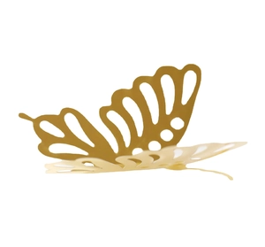 3D hollow golden butterfly wall stickers with reflective metallic finish for home decor