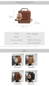 Detail showing vintage PU leather and suede stitching with star metal accents and dog charm