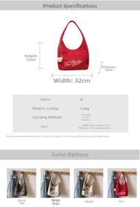 Detailed chart showing canvas tote bag dimensions and various color options on hooks