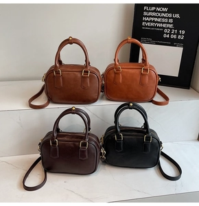 Detail showing high-quality imitation leather Boston bags in four classic autumn colors