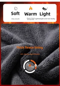 Detail of warm grey fleece lining with thick soft fibers and thermal flame graphic